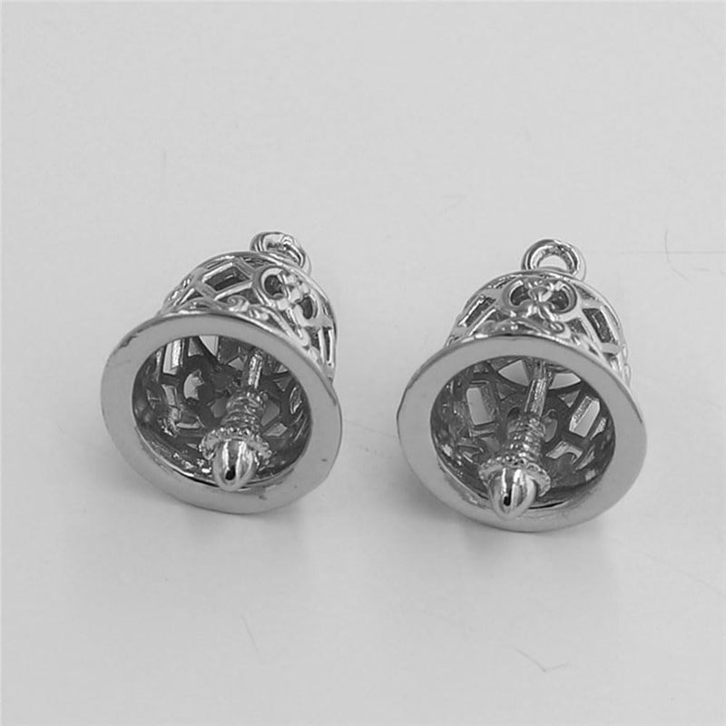 Bukela Mini Craft Bells Brass Silver Charms Pendants for Jewelry Making Bag Accessories Vintage Decor,12PCS (Silver, 1.5cm x 1.2cm) - Image 3